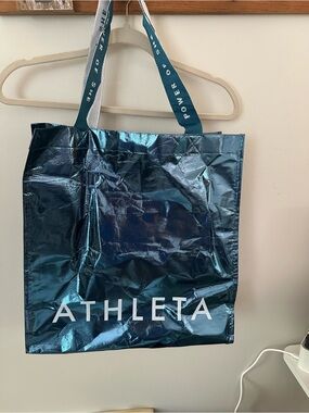Athleta Metallic Blue large Reusable Tote Bag